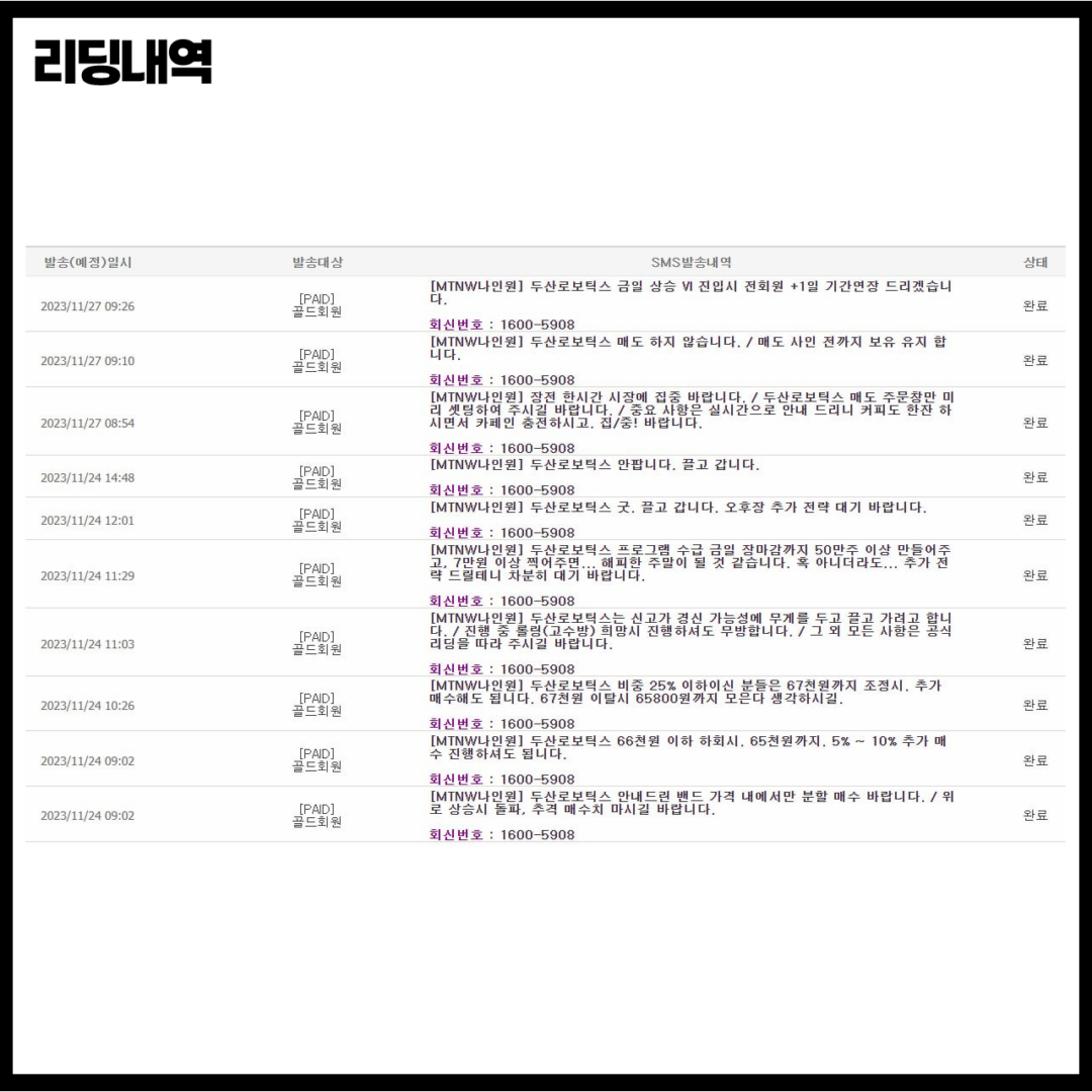 [11.03~12.20] 두산로보틱스 실제 회원 리딩 내역 공개! - 11.27 2