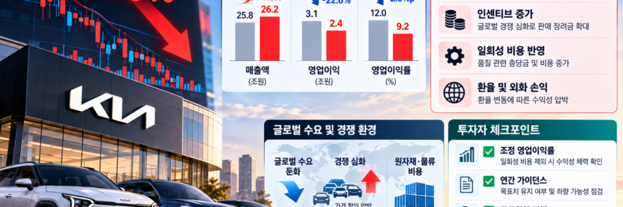기아 주가 급락 원인과 3분기 실적 쇼크가 남긴 체크포인트 1 기아 3분기 실적 쇼크와 주가 11% 급락 원인을 영업이익률, 판매 믹스, 인센티브, 일회성 비용과 가이던스 기준으로 분석하는 자동차주 투자 콘텐츠