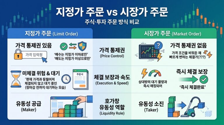 지정가 주문과 시장가 주문 비교, 체결 원리와 슬리피지 발생 조건