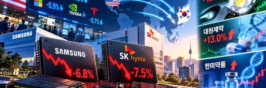 global-markets -tech-falls-biotech-rises 삼성전자 SK하이닉스 주가 급락 원인과 미국 기술주 동조화 구조 알파벳 주요 기술주의
