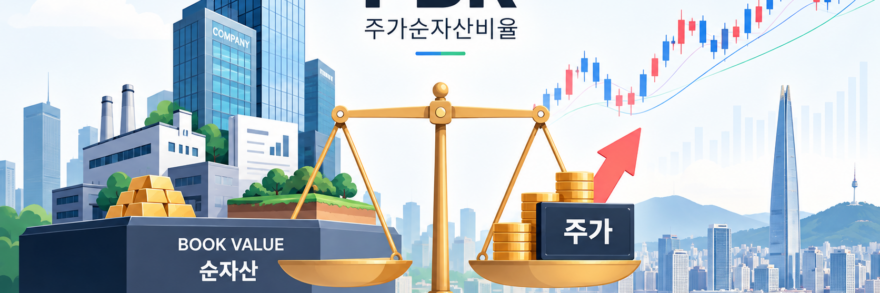 PBR의 모든 것: 청산가치 계산법부터 4대 밸류에이션 완성 1 기업의 장부상 순자산가치와 주가를 비교하는 PBR 지표 및 4대 밸류에이션 체계를 나타낸 플랫 벡터 일러스트