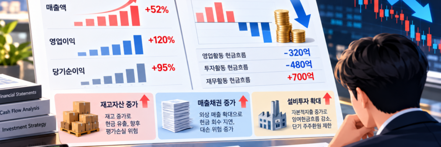 호실적 발표에도 주가가 부진한 원인을 영업활동 현금흐름, 매출채권·재고자산 증가, CAPEX와 잉여현금흐름을 통해 검증하는 이익의 질 분석